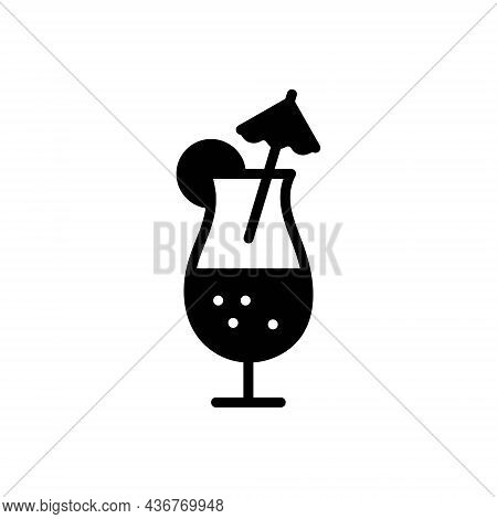 Black Solid Icon For Beverages Quencher Drink Tipple Cocktail Mock-tail Juice