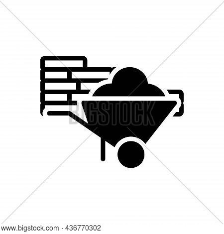 Black Solid Icon For Material Stuff Goods Raw Resource Trolley Coal-trolley Brick