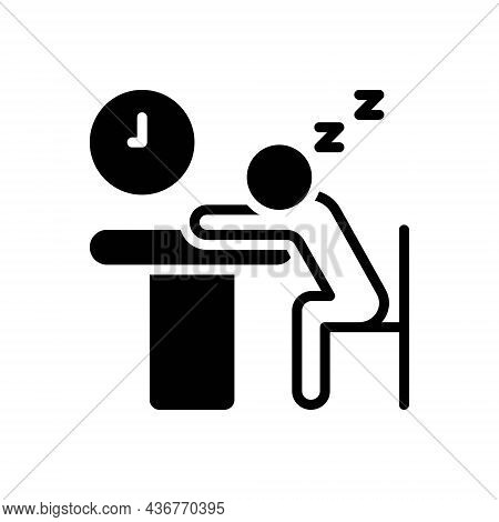 Black Solid Icon For Idle Inactive Passive Lazy Sluggish Slack Useless Student Sleep