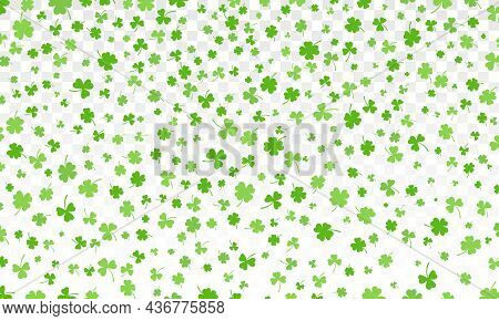 Shamrock Or Green Clover Leaves Pattern Background Flat Design Vector Illustration Isolated On White
