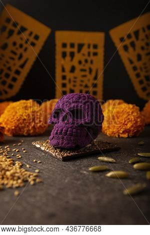 Mexican Skull Made Of Chocolate. In Mexico Culture Named 