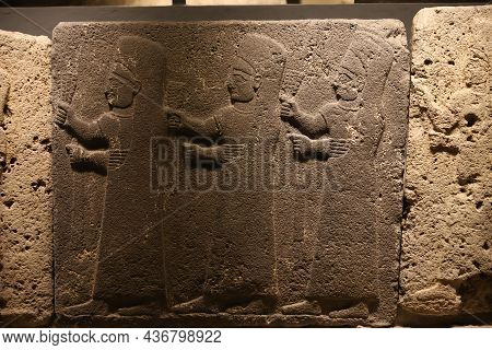 Ankara, Turkey - July 30, 2021: Old Carving In Museum Of Anatolian Civilizations, Ankara City, Turke