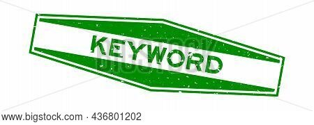 Grunge Green Keyword Word Hexagon Rubber Seal Stamp On White Background