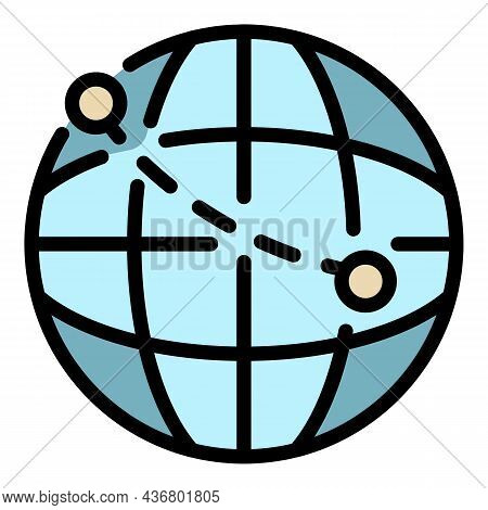 Global Travel Icon. Outline Global Travel Vector Icon Color Flat Isolated