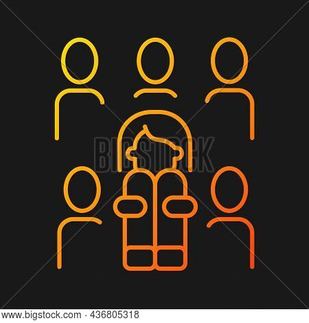 Enochlophobia Gradient Vector Icon For Dark Theme. Irrational Fear Of Crowd. Panic Disorder. Psychot