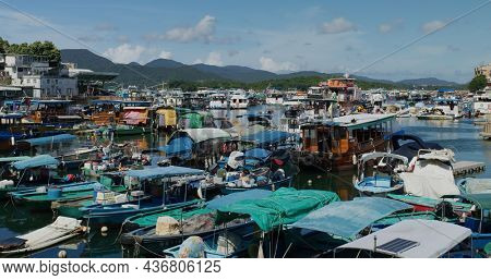 Sai Kung, Hong Kong 15 July 2021: Hong Kong typhoon shelter in sai Kung