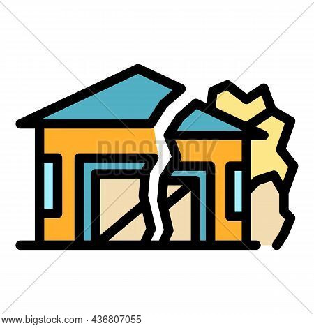 Ground House Erosion Icon. Outline Ground House Erosion Vector Icon Color Flat Isolated