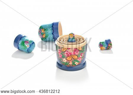 Russian nesting dolls called matryoshka isolated on white background