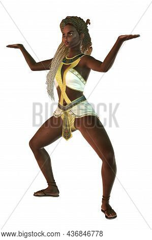 3D Black Woman Dance In Egyptian Outfit