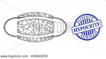 Vector Crossing Mesh Coronavirus Mask Carcass, And Hypocrite Blue Rosette Rubber Seal. Crossed Frame