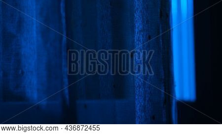 Blue Window With Light Coming Throw. Blue Light.