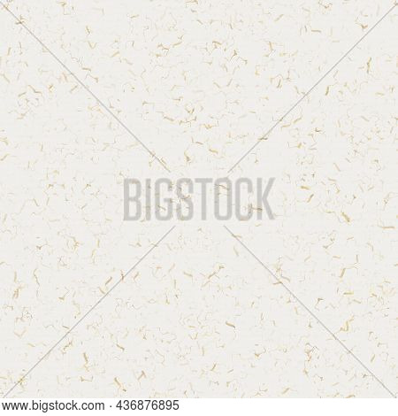 Handmade White Gold Metallic Rice Sprinkles Paper Texture. Seamless Washi Sheet Background. Sparkle 