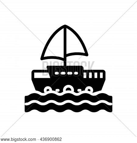 Black Solid Icon For Boating Sailing Nautical Boat Shipe