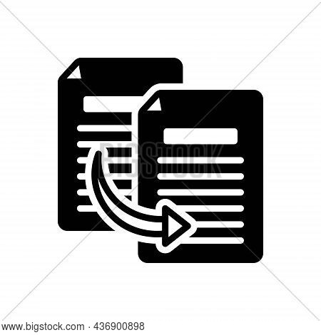 Black Solid Icon For Copy Duplicate Replicate Paste Share Document Sharing