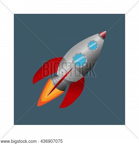 Cartoon Rocket Space Ship Take Off, Isolated Vector Illustration. Simple Retro Spaceship Icon.