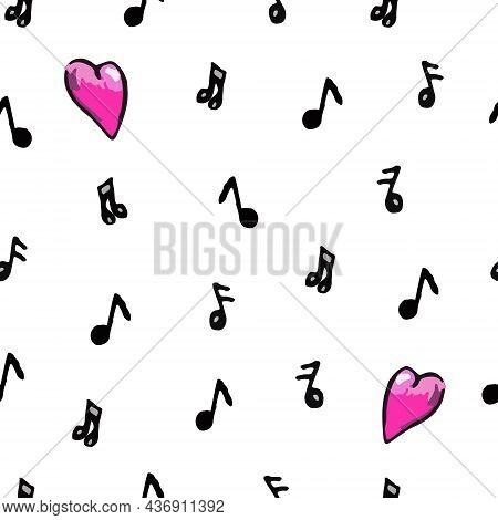 The Love For Music Pattern Is Made On A White Background