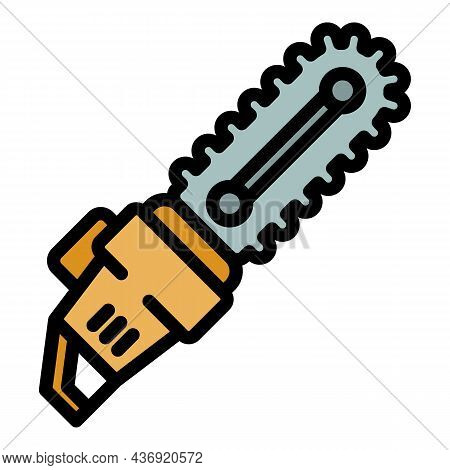 Chainsaw Cuter Icon. Outline Chainsaw Cuter Vector Icon Color Flat Isolated
