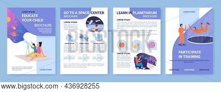 Space Education For Children Flat Vector Brochure Template. Flyer, Booklet, Printable Leaflet Design