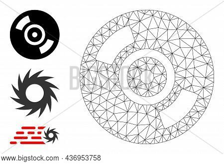 Web Carcass Cd Disc Vector Icon, And Additional Icons. Flat 2d Carcass Created From Cd Disc Pictogra