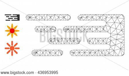 Web Mesh Transition Beam Vector Icon, And Additional Icons. Flat 2d Carcass Created From Transition 