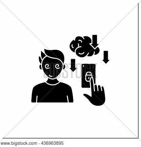 Smartphone Addiction Glyph Icon. Overuse Of Phone Reduces Productivity.phone Dependence. Overwhelmed