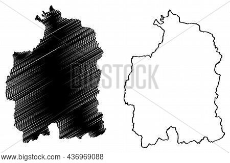 Moga District (punjab State, Republic Of India) Map Vector Illustration, Scribble Sketch Moga Map