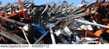 Pile Of Rusty Ferrous Scrap In A Controlled Landfill Of A Foundry