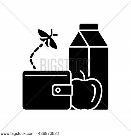 No Money For Food Black Glyph Icon. Poverty And Hunger. Financial Problems Lead To Malnutrition. Lac