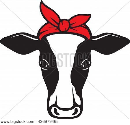 Cow Head With Bandana Icon, Vector Illustration