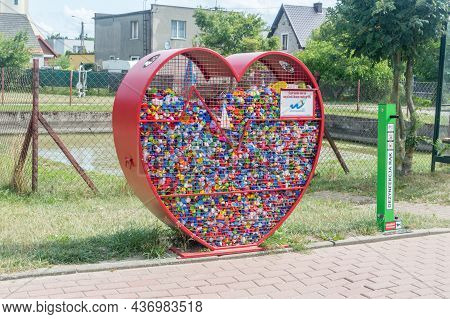 Chlapowo, Poland - July 21, 2021: Collection Of Plastic Caps For Charity.