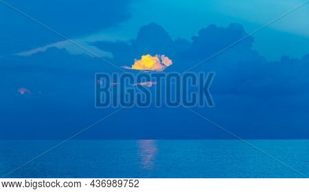 Most Beautiful Golden Sunset With Clouds Ialysos Beach Rhodes Greece.