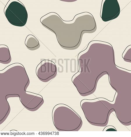 Seamless Abstract Organic Blog Shapes In Various Colors With Offset Outline Surface Pattern Design F