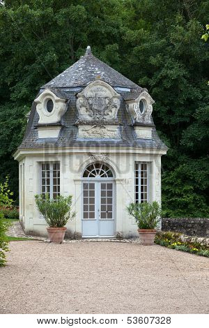 Gardens and Chateau de Villandry in Loire Valley in France
