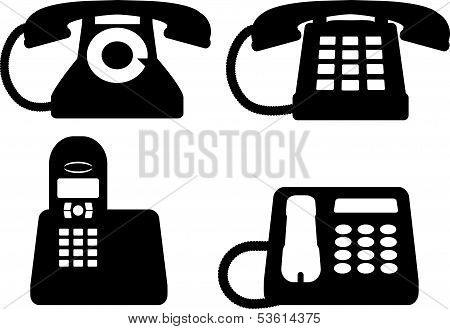 Vector Silhouettes Of Phones