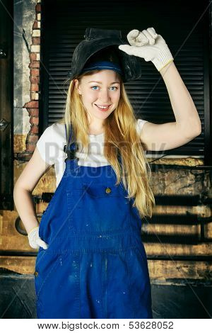 Beautiful Woman in Welder