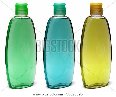 Plastic Bottle with liquid soap on a white background .shampoo