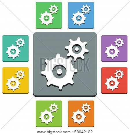 Vector Gears Icons - 'almost Flat' Style
