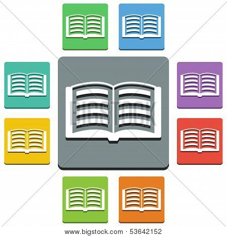 Vector Open Book Icons - 'almost Flat' Style