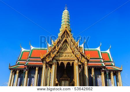 Wat Phra Kaew and blue sky in Bangkok , Thailand