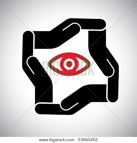 Protection Or Safety Of Eye And Sight Concept Vector