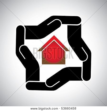 Protection Or Safety Of House Or Home Or  Property Concept Vector