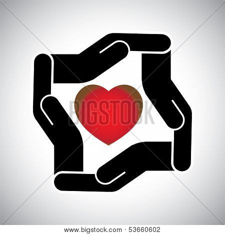 Protection Or Safety Of Human Heart Concept Vector