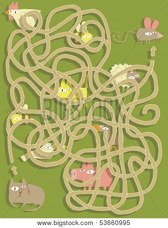 Cat And Mouse Maze Game. Solution In Hidden Layer!