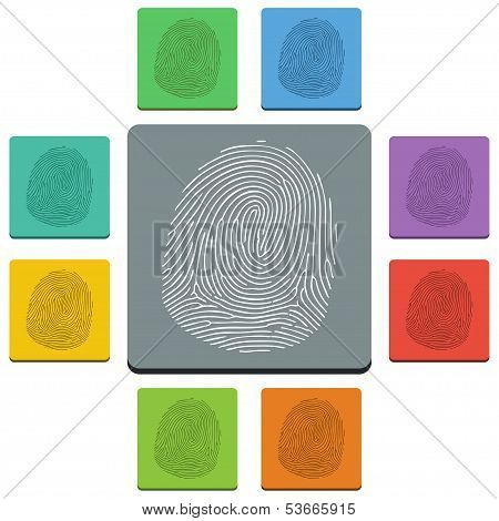 Vectorfingerprint Icons - 'almost Flat' Style - 9 Colors
