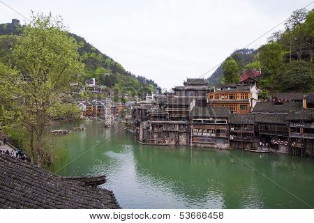 Tuojiang River Both Banks Scenery In Phoenix County, China