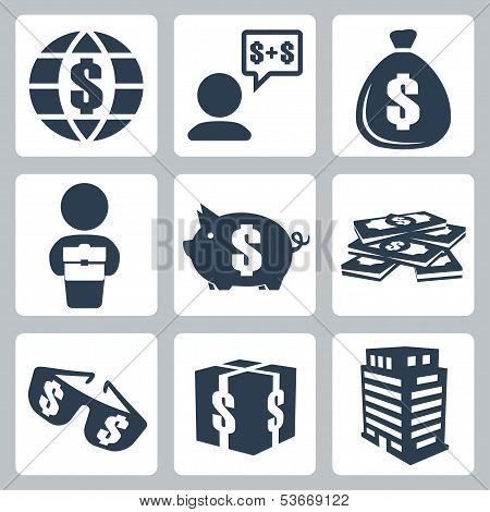 Vector Isolated Money Icons Set