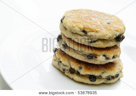 traditional Welsh cakes on white background