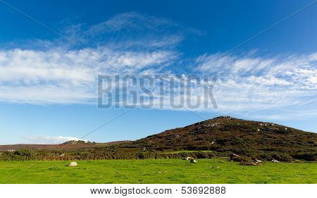 Fields and hills Cornwall countryside Zennor near St Ives England UK