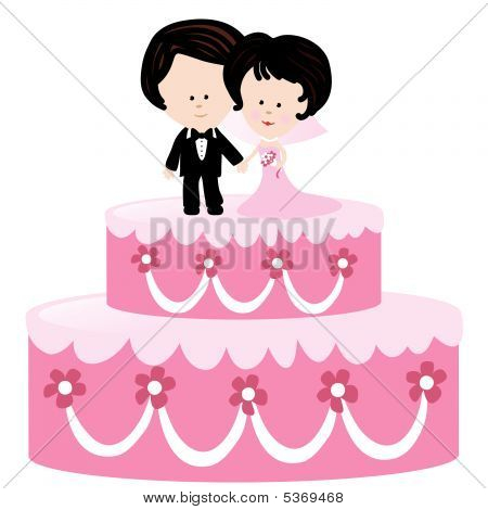 Hochzeitstorte mit Braut und Bräutigam