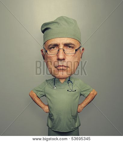 bighead doctor over grey background